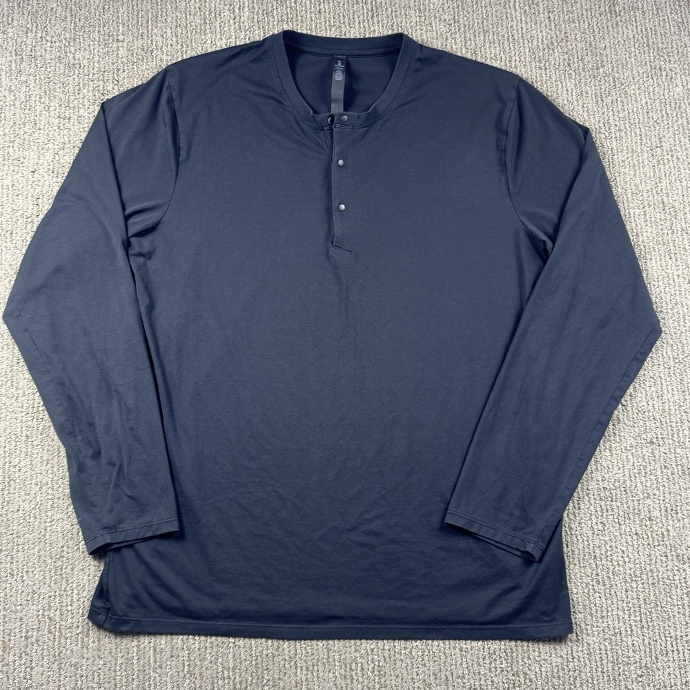 Lululemon Mens XL Fundamental Long Sleeve Henley Shirt Snap Performance Black